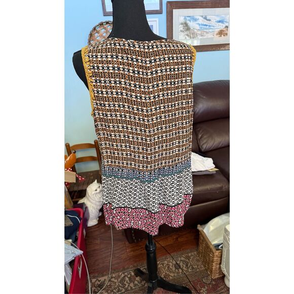 Ranna Gill ANTHROPOLOGIE size L VNeck Boho Sleeveless Panel Tank multicolor - Picture 6 of 8